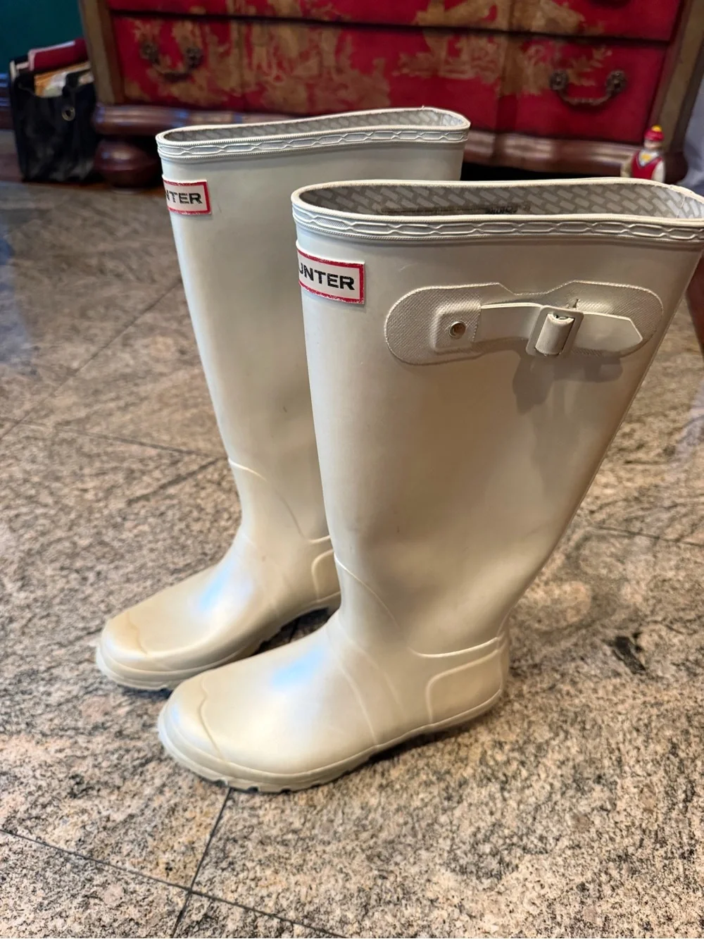 Hunter Cream Tall Rubber Rain Boots